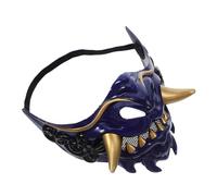Ipetboom Japanese Demon Samurai Mask Half Face Protective Cosplay Accessory for Men and Women Adjustable Fit Comfortable Halloween Party Prajna Design