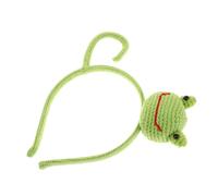 Ipetboom Knitted Frog Headband Big Eyes Funny Cartoon Animal Hair Accessories for Adults Boys and Girls Handmade Elastic Costume Headpiece for Makeup Parties
