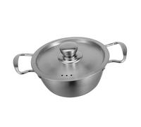 Ipetboom Korean Style Double Handle Noodle Pot with Lid Thickened Stainless Steel Saucepan for Stove Top Multi Use Soup and Ramen Cooking Pan Easy Clean Kitchen Cookware