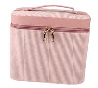 Ipetboom Large Capacity Portable Makeup Case with Mirror, Dual-Layer Women’s Cosmetic Organizer Bag for Travel and Personal Care, Pink Handheld Makeup Storage Box for Cosmetics