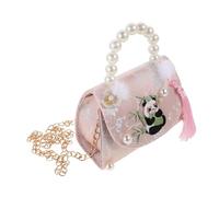 Ipetboom Lightweight Handbag with Charming Panda Design and Dreamy Pearl Accents Unique Chinese Style Sling Bag for Practical Birthday Little