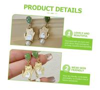 Ipetboom Lightweight Pearl Drop Earrings with Cat Pendant Dangle Design for Women Cute Cartoon Style Silver Festival Jewelry Gift for Christmas Birthday Anniversary