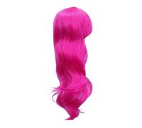 Ipetboom Long Curly Cosplay Wig Natural-looking High Temperature Hairpiece for Women Dancing Party Stage Performance Rosy