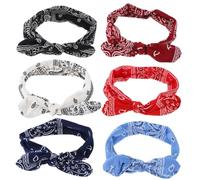 Ipetboom Lovely Rabbit Ear Hair Bands Assorted Paisley Pattern Stretchy Hairbands for Women