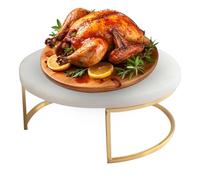 Ipetboom Marble Cake Stand Display Rack 12 Inch round Marble and Stainless Steel Decorative Reusable Food Photography Prop for Displaying Cookies and Candies