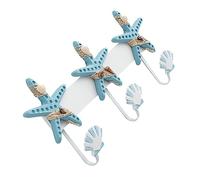 Ipetboom Mediterranean Style Wall Hooks Creative Sea Star Shell Coat Rack for Keys Towels and Clothes Stylish Home Organizer Light Blue and Unique Nautical Decor