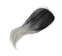 Ipetboom Medium Straight Wig Black Gray Ombre Bob Style Middle Parting for Women Daily Use