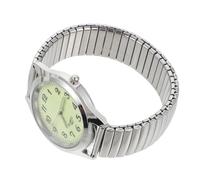 Ipetboom Men's and Elderly Elastic Band Digital Watch Glow in The Dark Display, Silver Casual Stretch Wristwatch for Everyday and Outdoor Use