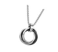 Ipetboom Men's Tricyclic Titanium Steel Necklace Artistic Pendant Chain for Hip-Hop Style 3-Ring Design for Casual Wear