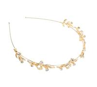 Ipetboom Metal Leaf Rhinestone Headband for Women Elegant Bridal Tiara Crown Gold Tone Alloy Hair Accessory for Weddings Parties and Special Occasions