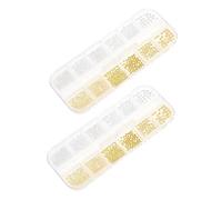 Ipetboom Metal Nail Charms and Beads for Nail Art 2 Boxes 12-compartment Mixed Size Gold Silver Micro Caviar Beads 3d Steel Ball Studs for Diy Manicure Decoration and