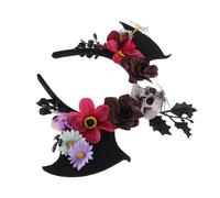 Ipetboom Mexican Bat Wings Hairband Lightweight Floral Skull Headpiece for Day Dead Mardi Gras Masquerade Halloween Costume Party Photo Prop