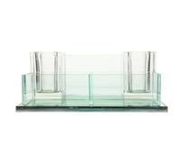 Ipetboom Microphone Organised 2-slot Mic for Crystal Microphones Wireless Holder Space-saving Stand and Sturdy Crystal Material Accessible Desk for Ktv Performances