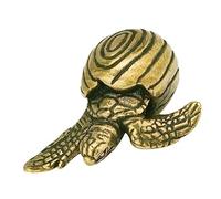 Ipetboom Mini Brass Tortoise Ornament Retro Style Animal Statue for Home Office Desktop Decoration Vintage Brass Turtle Figurine for Shelf Table Showcase Car Interior Accent