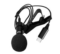 Ipetboom Mini Lavalier Microphone Wired Condenser Mic with Clip Type-C Phone Recording Mic for Smartphone Live Streaming and Interview, Compact Black Lapel Microphone for Vlogging