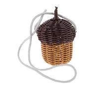 Ipetboom Mini Pine Cone Shaped Woven Crossbody Bag for Faux Rattan Miniature Shoulder Bag Cute Photography Prop and Everyday Small Messenger Purse
