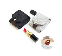 Ipetboom Mini Portable Lipstick Storage Pouch with Mirror Compact Makeup Bag for Travel Felt Cosmetic Organizer for Women Stylish Snap Button Design