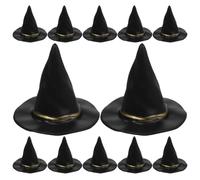 Ipetboom Mini Witches Hat - 12pcs Small Witch Hats for Halloween Party Decor Premium Plastic Black Miniature Witch Caps Decorative Doll House Tiny Props for Birthday Celebrations Diy Crafts - 2.5cm