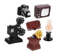Ipetboom Miniature Electric Appliance Vintage Doll House Decor with Tv Phonograph and Kerosene Lamp Collection for DIY Home Styling and Building