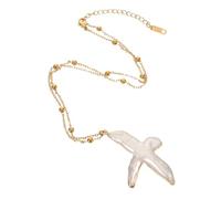Ipetboom Minimalist Baroque Freshwater Pearl Cross Necklace for Women Lightweight Religious Jewelry for Baptism and Christmas Gifts Elegant Faith Pendant for Holiday Celebrations