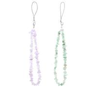 Ipetboom Mobile Phone Crystal Beaded Lanyard 2 Pack with Natural Gemstone Chips Lightweight Chain for Phone Decoration and Anti-lost Use