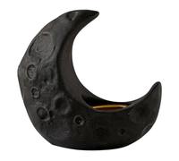 Ipetboom Moon Shaped Ceramic Incense Burner Adorn for Study and Sauna Room Multi-functional Black Incense Holder with Long-lasting Use Elegant