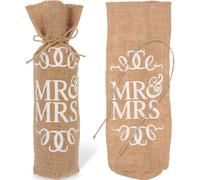 Ipetboom MR MRS Jute Wine Pouch 2pcs Set Burlap Decorative Bottle Bags for Wedding Wine Bottle Covers Retro Style Wraps for Wedding Party and Travel