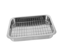 Ipetboom Multi-Purpose Stainless Steel Baking Tray with Oven Rack Rectangular Kitchen Baking Pan for Roasting Cake Making Food Serving and Storage BBQ and Housewarming