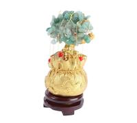 Ipetboom Natural Green Crystal Money Tree Ornament with Base Feng Shui Bonsai Style Wealth Symbol for Home Office Decor Handmade Prosperity Statue Chinese Luck Feng Shui Gift