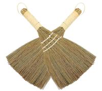 Ipetboom Natural Whisk Broom, 2pcs Mini Corn Broom Short Handle Hand, Vietnamese Straw Sweeping Brush Grass Braided Asian Thai Duster stick for Dustpan