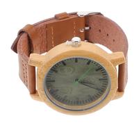 Ipetboom Natural Wooden Watch for Men Vintage Bamboo Wristwatch with Leather Strap Lightweight Casual Timepiece Verawood Surface Any Occasion