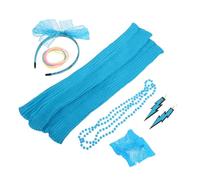 Ipetboom Neon Retro Party Accessories for Women Beaded Necklace Lace Headband Earrings Leg Warmers in Vibrant Fluorescent Green Lightweight Flexible Styling for Rave Costume Fancy Dress