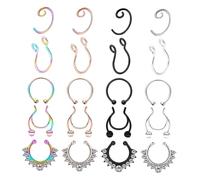 Ipetboom Nose Piercing Kit Stainless Steel Fake Nose Rings Clip Women Ring No Piercing Cuff Decor