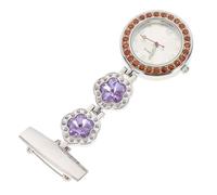 Ipetboom Nurse Fob Watch Hanging Chest Watch with Purple Crystal Diamonds for Medical Staff Students Exams