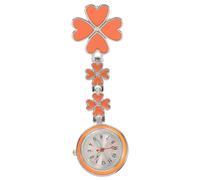 Ipetboom Nurse Fob Watch with Rose Pattern, Luminous Hands, Orange Clip-on Hanging Pocket Watch for Healthcare Professionals and Students