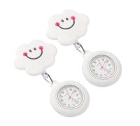 Ipetboom Nurse Retractable Pocket Watch with Soft Pull Cord and Cute Doll Design Hanging Chest Watch for Medical Staff and Students Includes 2pcs Smiling White Cloud Pattern for Exams