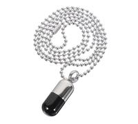 Ipetboom Openable Capsules Pendant Necklace with Beaded Chain Hollow Titanium Steel Charm Necklace for Men and Women Pill Case Design Stylish Silver and Black Neck Jewelry Gift