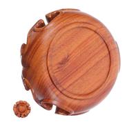Ipetboom Oriental Style Wood Riser for Decor Handcarved Round Wooden Pedestal Stand with Polished Surface Vintage Aesthetic Wooden Vase Base for Small Figurines Crystal Balls and