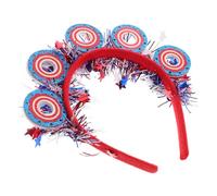 Ipetboom Patriotic Independence Day Headband with Star Design and Festive Donut Garland for July Parties Fit for All Hair Types for Celebrations and Cosplay Events