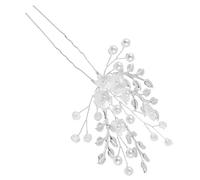 Ipetboom Pearl Flower Headdress U-shaped Hairpin for Women Wedding Bridal Hair Accessories Silver Decorative Hairpin for Bride's Disked Hairstyle