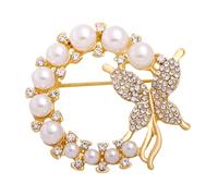 Ipetboom Pearl Rhinestone Butterfly Brooch Elegant Crystal Pin for Women Wedding Dress Bouquet Prom Accessory Stylish Shirt Sweater Decoration
