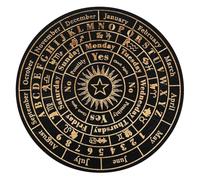 Ipetboom Pendulum Board with Months Decorative Wooden Divination Board for Spiritual Exploration Decor with Distinctive Symbols for Intuitive Dowsing and Metaphysical