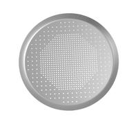 Ipetboom Perforated Aluminum Alloy Pizza Pan Non-Stick Oven Tray for Even Heat Distribution Food-Grade Bakeware for Crispy Thin Crust Pizza and Crepes Silver Baking Plate