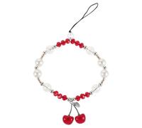Ipetboom Phone Wrist Strap for Travel and Social Gatherings with Handsfree Convenience Cute Cherry Beaded Lightweight Acrylic and Plastic Lanyard for Mobile Devices and Phones
