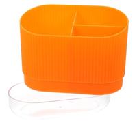 Ipetboom Plastic Utensil Holder with Drainage, Desktop Chopstick and Spoon Holder Kitchen Cutlery Organizer in Vibrant Orange for Home Storage and Hygiene