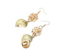 Ipetboom Plated Flower Conch Earrings for Women Decorative Alloy Metal Ear Drops for Parties Beach Travel and Daily Wear Golden