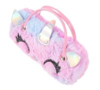 Ipetboom Plush Unicorn Eyeglasses Case with Handle, Portable Cute Sunglasses Holder for Girls, Foldable Anti-Crush Travel Glasses Case, Violet Soft Cartoon Boys and Girls Eyeglasses Holder