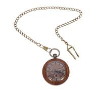 Ipetboom Pocket Watch Featuring Time Viewing and Decorative Effect Retro Style for Men with Chain Wooden for Daily Use or Attending a Party