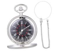 Ipetboom Pocket Watch Waist Chain Vintage Design for Men Women Roman Numeral Face Silver
