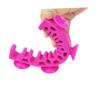 Ipetboom Portable Silicone Makeup Brush Holder with Design and Strong Suction Cups for Wall Mounting Space-saving Cosmetic Organizer and Drying Rack in Rose Red for Home and Travel